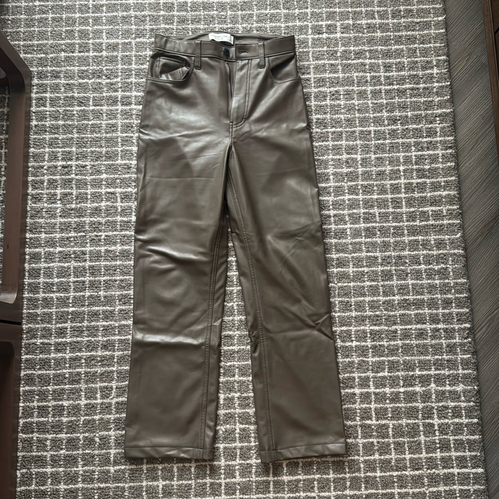 Stylish taupe pleather pants